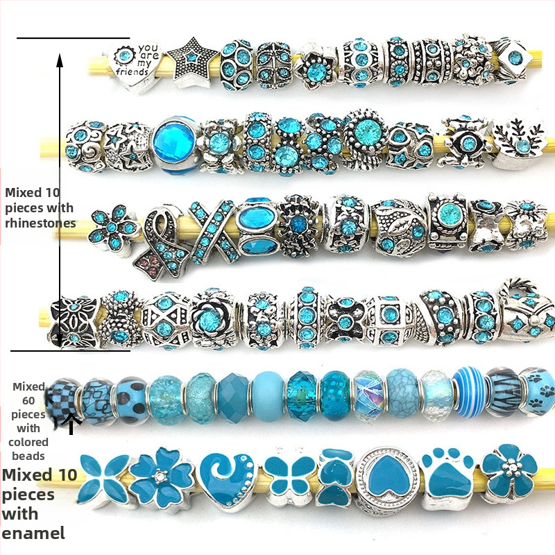 Karšto pardavimo „Panjia“ stiliaus stikliniai karoliukai su didelėmis skylėmis, serijos karoliukais, asmenybės mados, visos rungtynės, „pasidaryk pats“, apyrankės, papuošalų aksesuarai