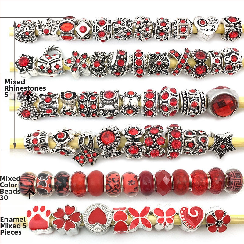 Karšto pardavimo „Panjia“ stiliaus stikliniai karoliukai su didelėmis skylėmis, serijos karoliukais, asmenybės mados, visos rungtynės, „pasidaryk pats“, apyrankės, papuošalų aksesuarai