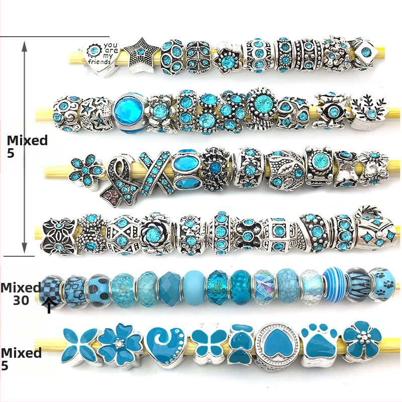 Karšto pardavimo „Panjia“ stiliaus stikliniai karoliukai su didelėmis skylėmis, serijos karoliukais, asmenybės mados, visos rungtynės, „pasidaryk pats“, apyrankės, papuošalų aksesuarai
