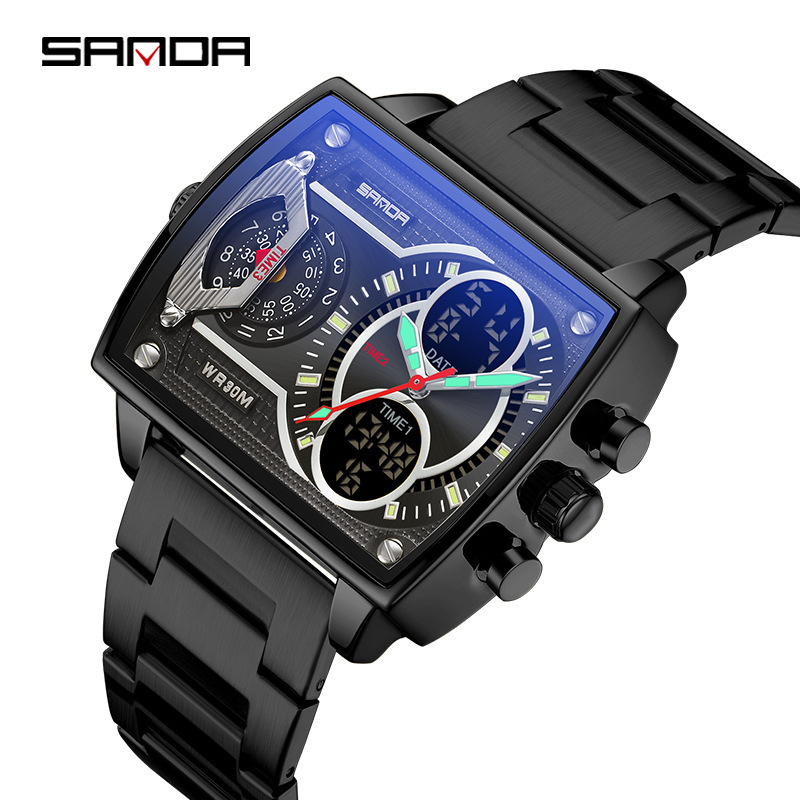 Vyriškas laikrodis su stipriu vėju, parduodamas aukštos kokybės elektroninis laikrodis su trijų vietų laiko rodymu, daugiafunkcis elektroninis laikrodis