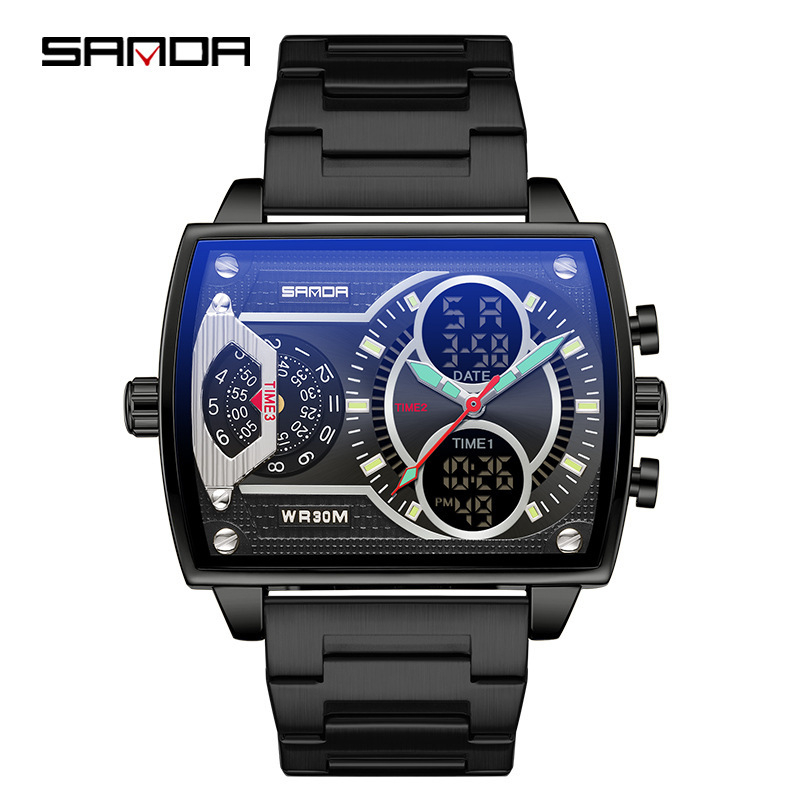 Meeste kõva tuulega käekell, kuummüük, kõrgekvaliteediline elektrooniline käekell, kolmekohaline ajanäidik, multifunktsionaalne elektrooniline käekell