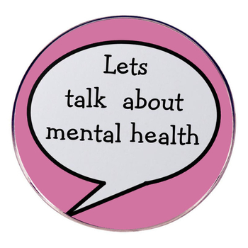 Pakalbėkime apie psichinės sveikatos sagę, anglišką šūkį, segtuką, metalo lydinio ženklelio aksesuarus