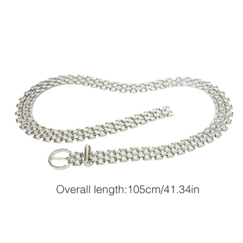 Europos ir Amerikos mados užsienio prekybos metalinis diržas. Universalus madingas aukščiausios klasės kostiumas su metaline meliono sėklų grandinėle.