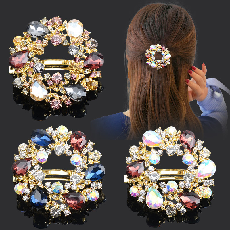 Lõuna-Korea vintage rhinestones vedruklamber lipsu ülaosaga klamber juukseaksessuaarid juukseklamber hobusesaba klamber naiste juuksenõel täiskasvanute peakate