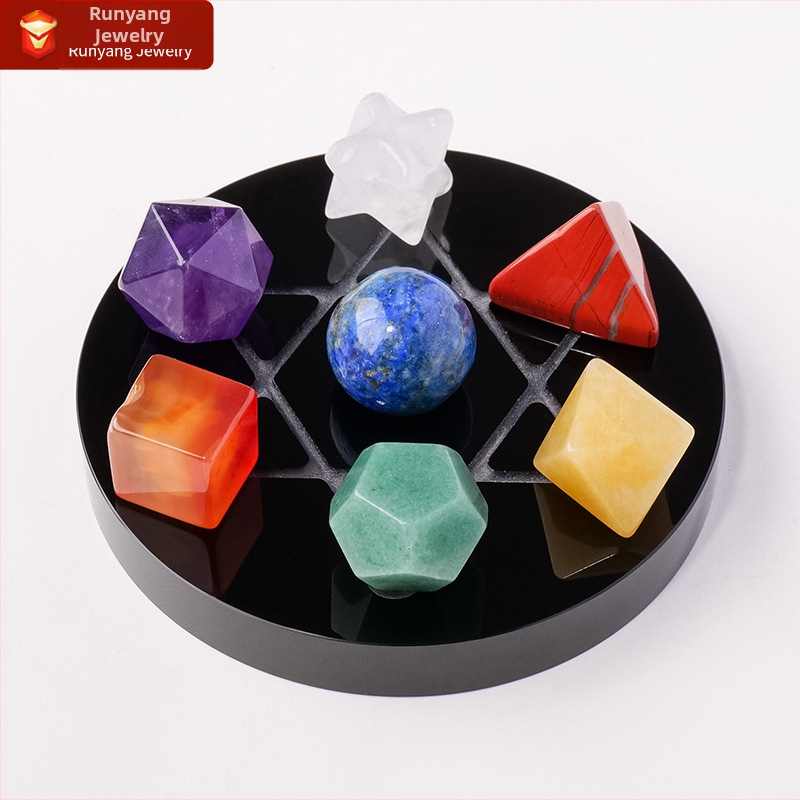 Natūralus spalvingas krištolinis akmuo, agatas, nefrito geometrija, šešiakampė žvaigždė, daugiakampis energijos akmuo, septynių žvaigždučių masyvo papuošalai