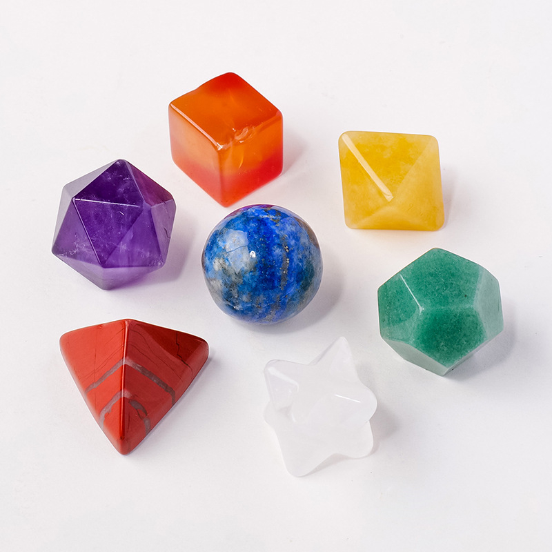 Natūralus spalvingas krištolinis akmuo, agatas, nefrito geometrija, šešiakampė žvaigždė, daugiakampis energijos akmuo, septynių žvaigždučių masyvo papuošalai