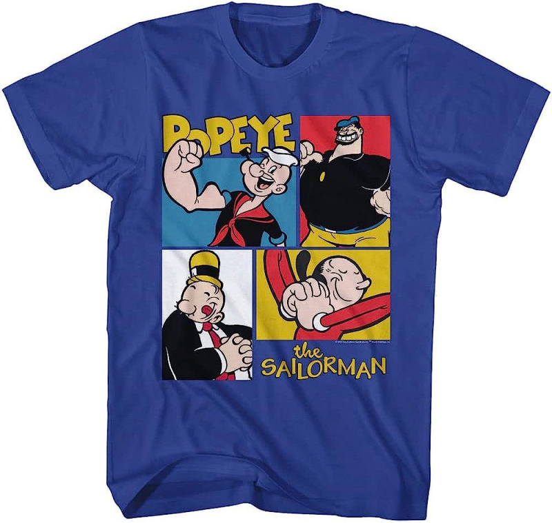 Nauji vyriški ir moteriški vasariniai medvilniniai 2023 m. visų rungtynių porų marškinėliai trumpomis rankovėmis „Popeye the Sailor“