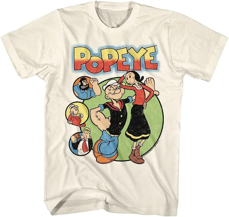 Nauji vyriški ir moteriški vasariniai medvilniniai 2023 m. visų rungtynių porų marškinėliai trumpomis rankovėmis „Popeye the Sailor“