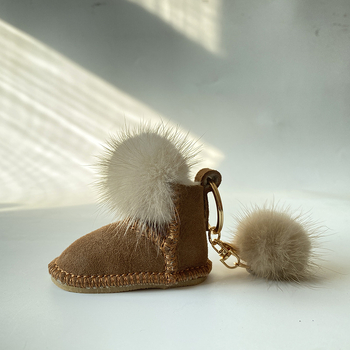 Γνήσιο Δερμάτινο Μινκ Μαλλιά Πρωτότυπο Σχεδιασμός Κρεμαστό Τσάντα Κλειδιών Αυτοκινήτου Κρεμαστό Πλούσιο Μπρελόκ Κρεμαστό Γάντια από Μινκ Μαλλιά