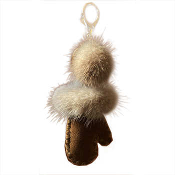 Γνήσιο Δερμάτινο Μινκ Μαλλιά Πρωτότυπο Σχεδιασμός Κρεμαστό Τσάντα Κλειδιών Αυτοκινήτου Κρεμαστό Πλούσιο Μπρελόκ Κρεμαστό Γάντια από Μινκ Μαλλιά