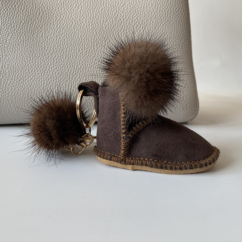 Γνήσιο Δερμάτινο Μινκ Μαλλιά Πρωτότυπο Σχεδιασμός Κρεμαστό Τσάντα Κλειδιών Αυτοκινήτου Κρεμαστό Πλούσιο Μπρελόκ Κρεμαστό Γάντια από Μινκ Μαλλιά