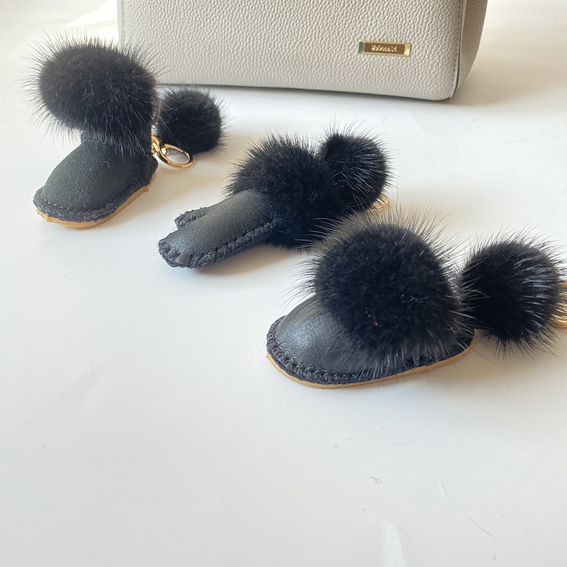 Γνήσιο Δερμάτινο Μινκ Μαλλιά Πρωτότυπο Σχεδιασμός Κρεμαστό Τσάντα Κλειδιών Αυτοκινήτου Κρεμαστό Πλούσιο Μπρελόκ Κρεμαστό Γάντια από Μινκ Μαλλιά