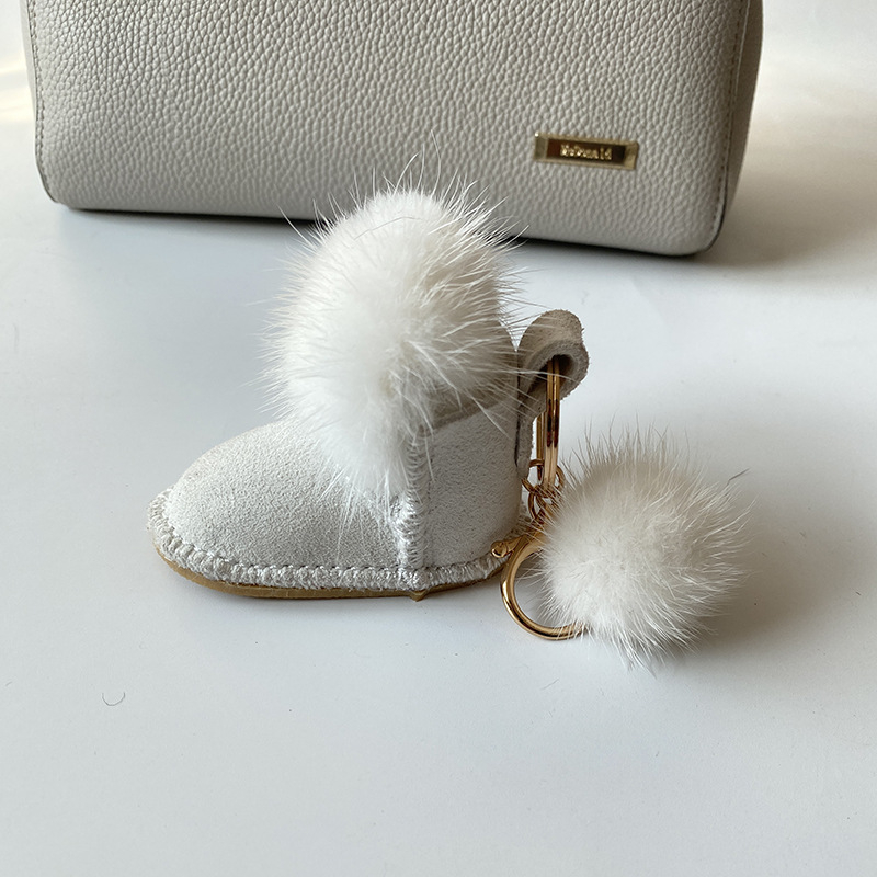 Γνήσιο Δερμάτινο Μινκ Μαλλιά Πρωτότυπο Σχεδιασμός Κρεμαστό Τσάντα Κλειδιών Αυτοκινήτου Κρεμαστό Πλούσιο Μπρελόκ Κρεμαστό Γάντια από Μινκ Μαλλιά