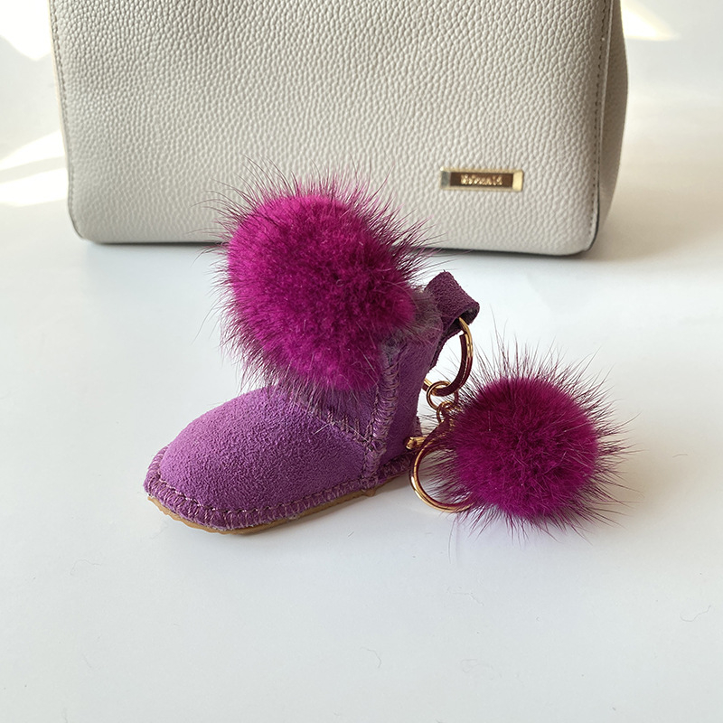 Γνήσιο Δερμάτινο Μινκ Μαλλιά Πρωτότυπο Σχεδιασμός Κρεμαστό Τσάντα Κλειδιών Αυτοκινήτου Κρεμαστό Πλούσιο Μπρελόκ Κρεμαστό Γάντια από Μινκ Μαλλιά