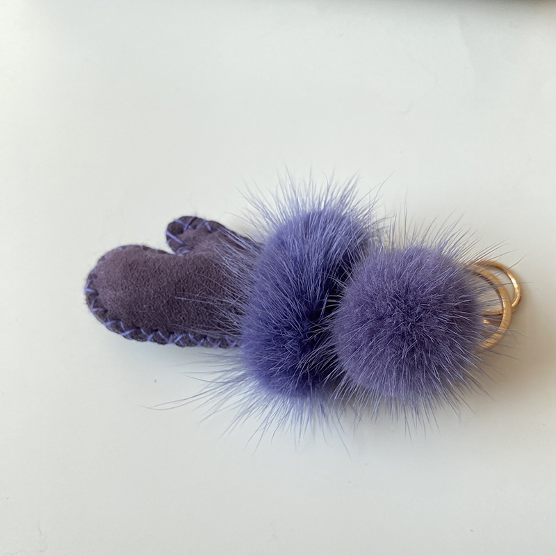 Γνήσιο Δερμάτινο Μινκ Μαλλιά Πρωτότυπο Σχεδιασμός Κρεμαστό Τσάντα Κλειδιών Αυτοκινήτου Κρεμαστό Πλούσιο Μπρελόκ Κρεμαστό Γάντια από Μινκ Μαλλιά