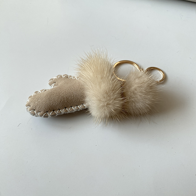 Γνήσιο Δερμάτινο Μινκ Μαλλιά Πρωτότυπο Σχεδιασμός Κρεμαστό Τσάντα Κλειδιών Αυτοκινήτου Κρεμαστό Πλούσιο Μπρελόκ Κρεμαστό Γάντια από Μινκ Μαλλιά