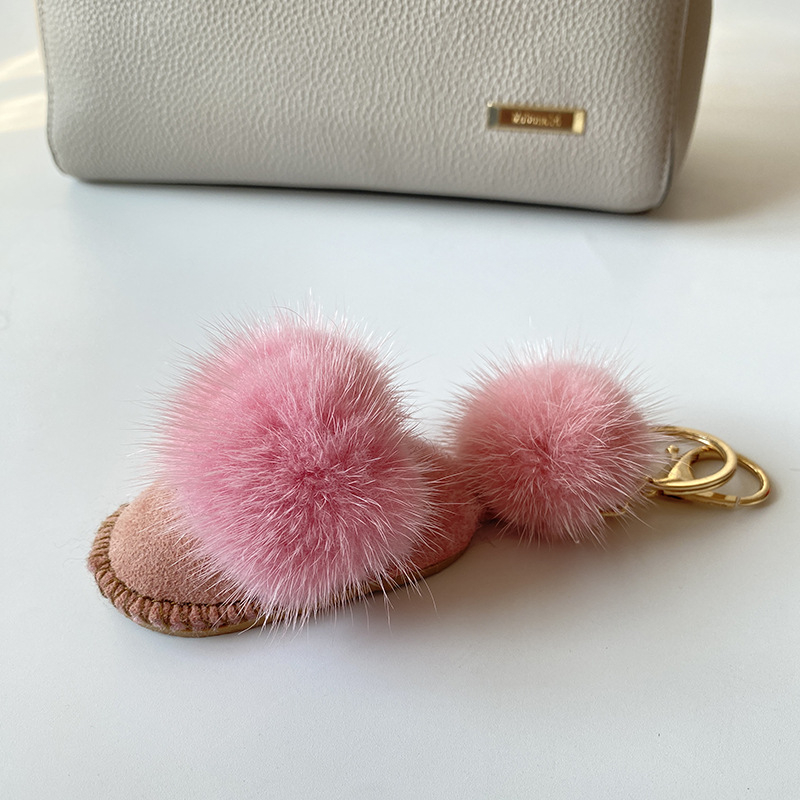 Γνήσιο Δερμάτινο Μινκ Μαλλιά Πρωτότυπο Σχεδιασμός Κρεμαστό Τσάντα Κλειδιών Αυτοκινήτου Κρεμαστό Πλούσιο Μπρελόκ Κρεμαστό Γάντια από Μινκ Μαλλιά