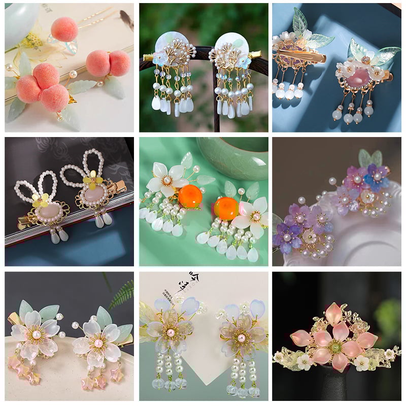 Hanfu galvos apdangalas su kutais ir segtukais Antikvariniai plaukų aksesuarai Su kutais ir segtukais Su kutais ir laipteliais