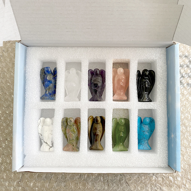 Natūralus krištolinis angelas, opalas, rožinis krištolas, ametistas, tigro akies angelas, nefrito amatai, užsienio prekybos sprogimai