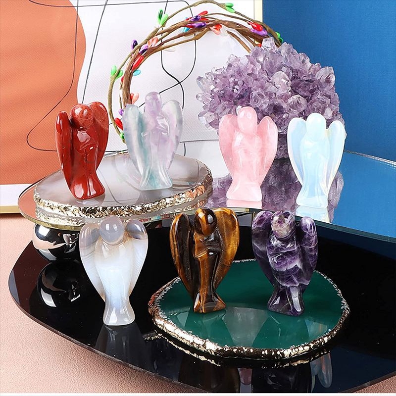 Natūralus krištolinis angelas, opalas, rožinis krištolas, ametistas, tigro akies angelas, nefrito amatai, užsienio prekybos sprogimai