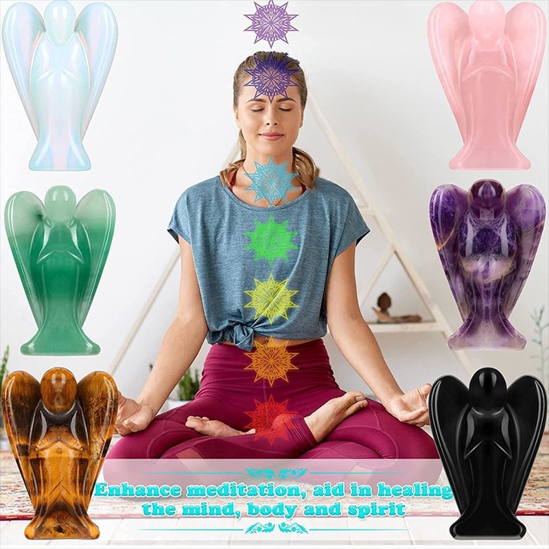 Natūralus krištolinis angelas, opalas, rožinis krištolas, ametistas, tigro akies angelas, nefrito amatai, užsienio prekybos sprogimai