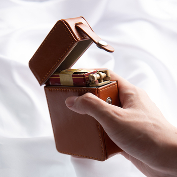 „Ebony Dragon“ cigarų rinkinys, odinis cigarečių dėklas, rankų darbo, rankinis, atverčiamas cigarečių dėklas, patogus, kūrybingas, vintažinis cigarečių dėklas