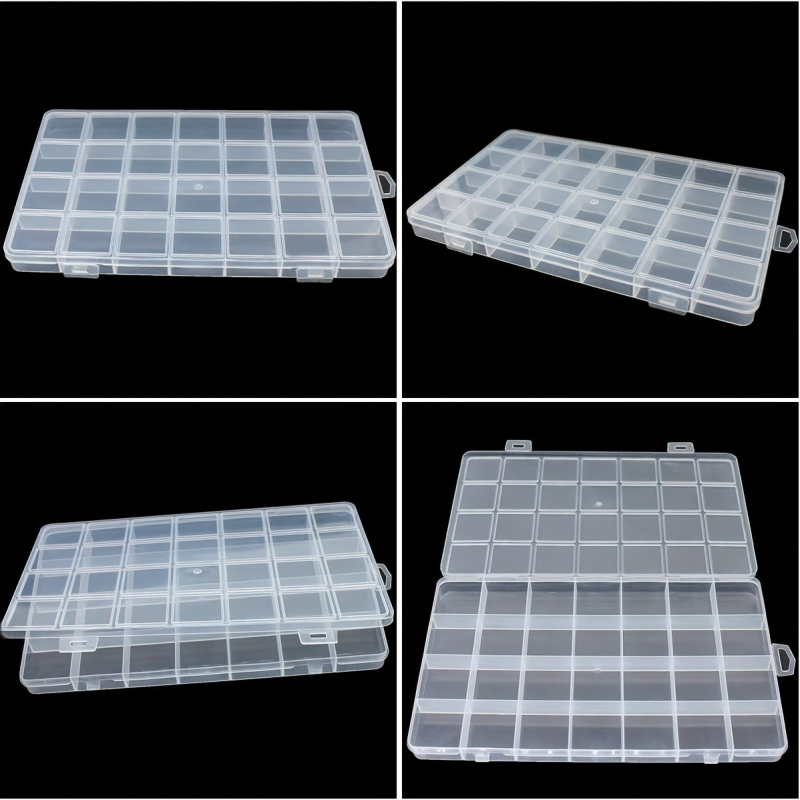 Kortelių lizdas 28 fiksuota permatoma plastikinė laikymo dėžutė krištolo papuošalų dėžutė karoliukų „pasidaryk pats“ ryžių karoliukų aparatūros aksesuarų dėžutė