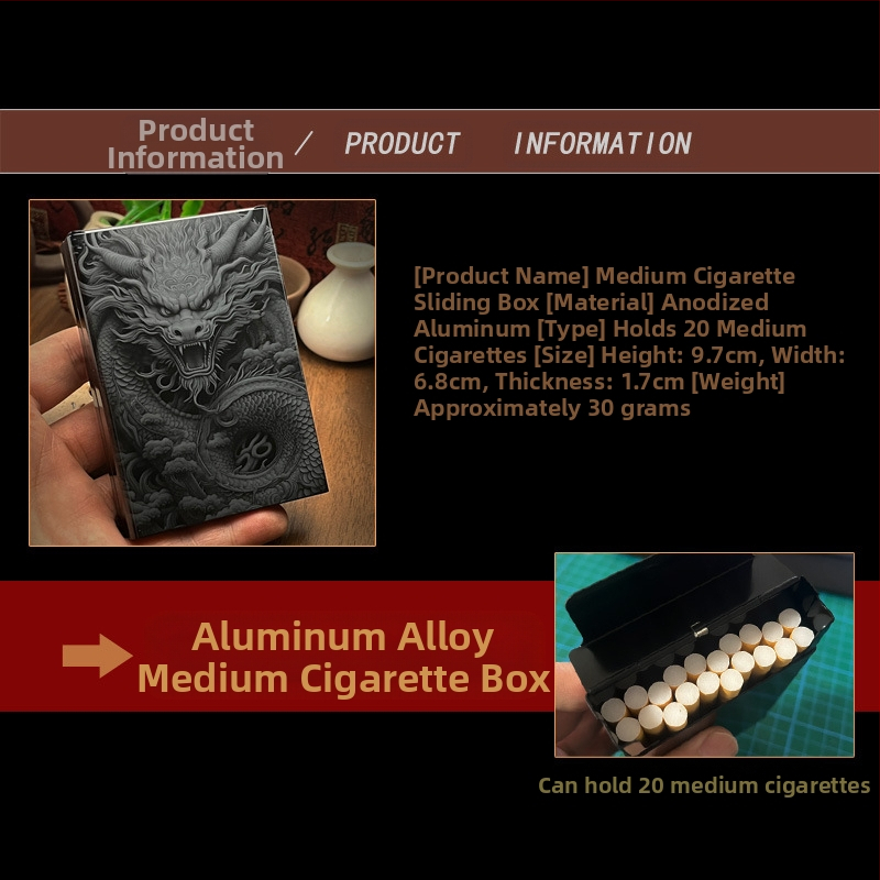 Stredne veľké puzdro na cigarety, klasické pánske kreatívne automatické cigarety, balenie 20 kusov, ultratenký darček k narodeninám