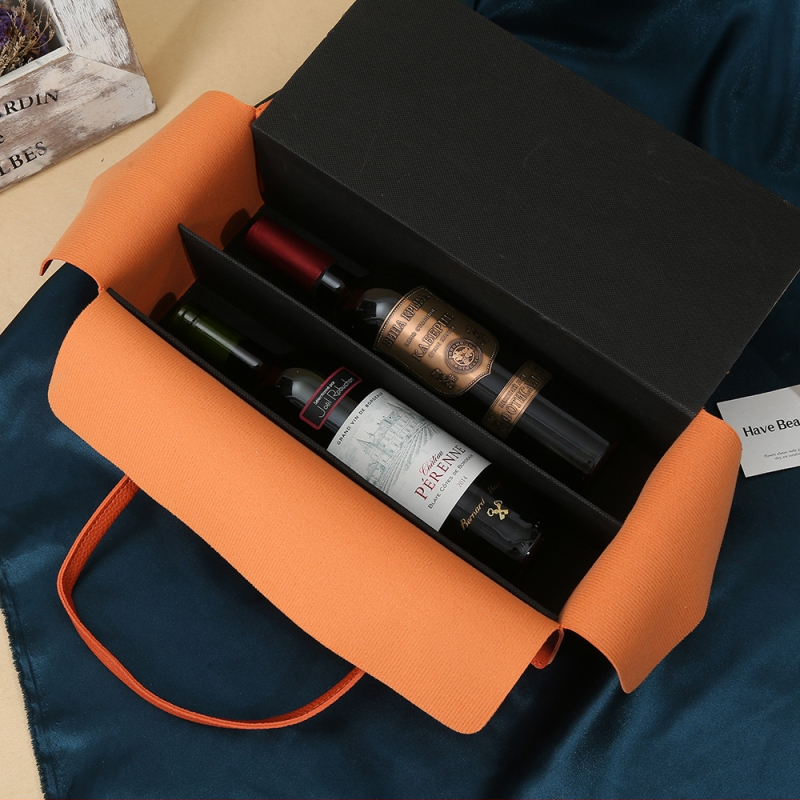 Кожена подаръчна кутия за червено вино Premium Sense, бизнес празнична подаръчна кутия, преносима, придружаваща подаръчна кутия на склад