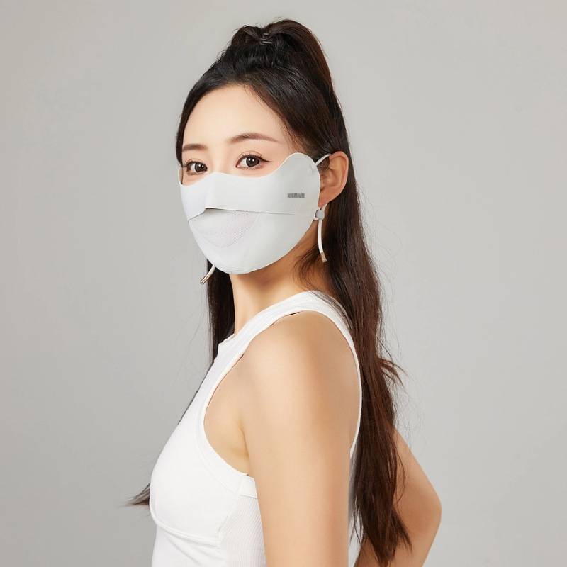 Naujo stiliaus besiūlė kaukė nuo saulės akims apsaugoti, vasarinė lengva, kvėpuojanti, apsauganti nuo UV spindulių, ledo šilko veido kaukė moterims