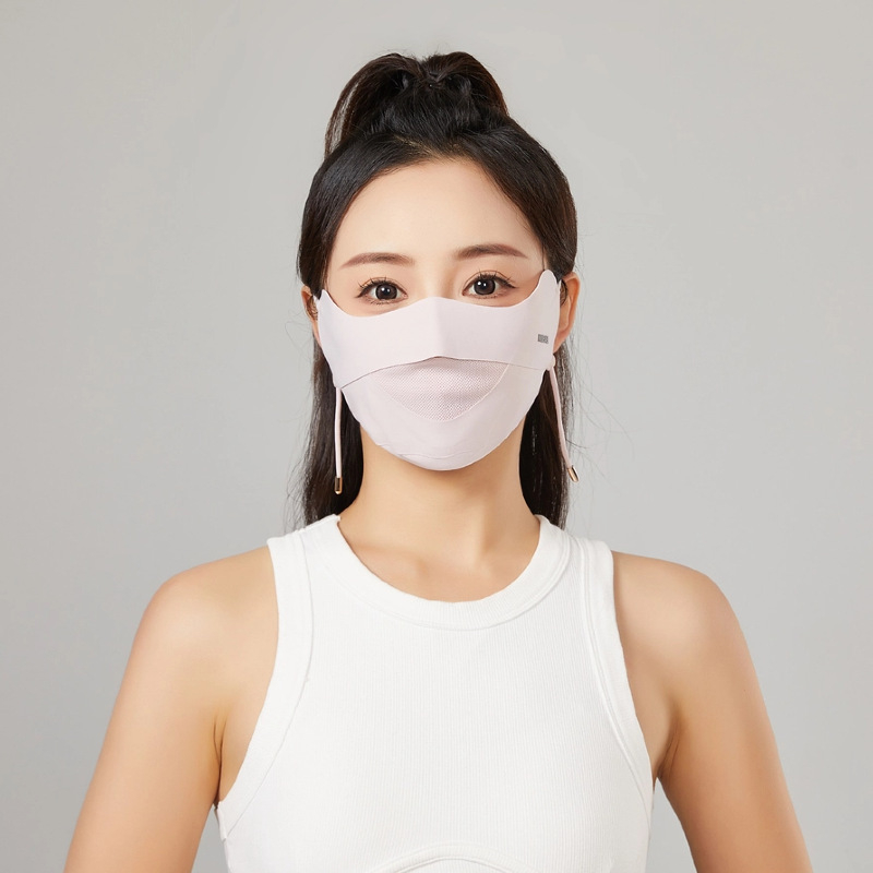 Naujo stiliaus besiūlė kaukė nuo saulės akims apsaugoti, vasarinė lengva, kvėpuojanti, apsauganti nuo UV spindulių, ledo šilko veido kaukė moterims