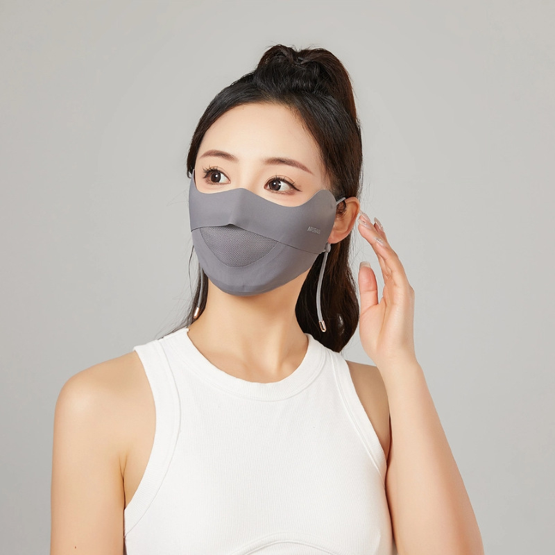 Naujo stiliaus besiūlė kaukė nuo saulės akims apsaugoti, vasarinė lengva, kvėpuojanti, apsauganti nuo UV spindulių, ledo šilko veido kaukė moterims