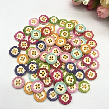 Išskirtinės spalvingos, margintos medinės sagtys su margučių raštu, dažytos chrizantemų raštu, 100 vnt. pakuotėje.