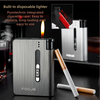 „Focus 026A10 Pack“ automatinis fejerverkų fejerverkas, integruota cigarečių dėžutė, nešiojama, patvari, drėgmei atspari, slėgiui atspari žiebtuvėlio cigarečių dėžutė