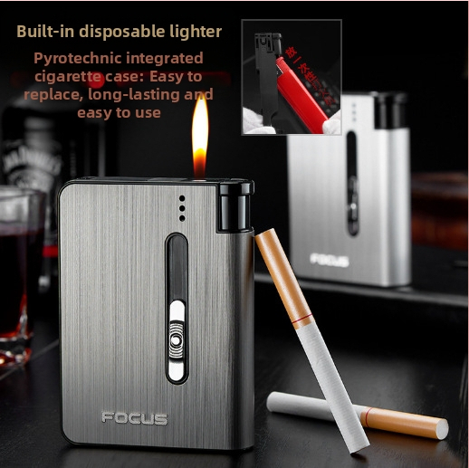 „Focus 026A10 Pack“ automatinis fejerverkų fejerverkas, integruota cigarečių dėžutė, nešiojama, patvari, drėgmei atspari, slėgiui atspari žiebtuvėlio cigarečių dėžutė