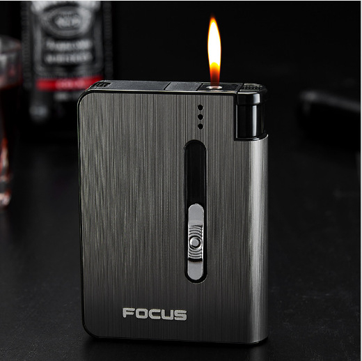 „Focus 026A10 Pack“ automatinis fejerverkų fejerverkas, integruota cigarečių dėžutė, nešiojama, patvari, drėgmei atspari, slėgiui atspari žiebtuvėlio cigarečių dėžutė