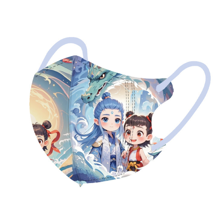 Jauna 2025. gada Nezha Devil bērnu maska ar multfilmas animāciju, neatkarīgs iepakojums, īpaši vērtīga, elpojoša, mīlīga