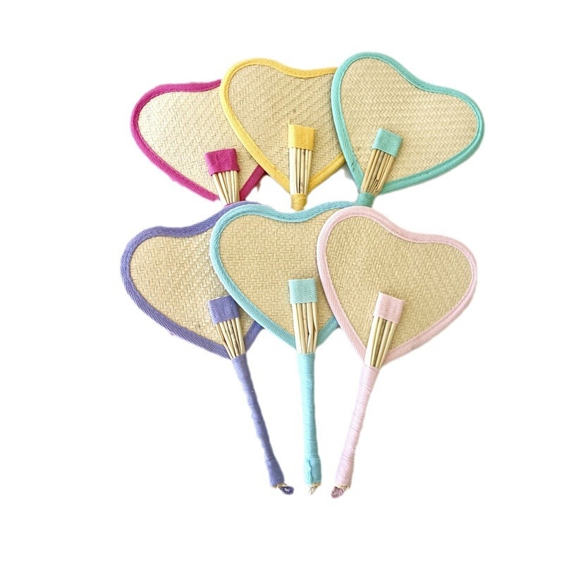 Dopamino vėduoklės stiliaus mergaitės širdis maža raudona knygelė to paties stiliaus vasarinė šiaudinė vėduoklė kviečių stiebas nešiojamas rankomis sukamas vėduoklė mielas