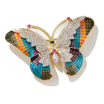 Madingos retro spalvos išskirtinė deimantinė drugelio sagė „Joker“ šviesios prabangios temperamento glazūruotos deimantinės korsažos sandėlyje, didmeninė prekyba