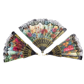 Εργοστάσιο χονδρικής μαύρο λουλούδι και φυτά δαντέλα ανεμιστήρα πλαστικό ανεμιστήρα οστέινο δαντέλα ανεμιστήρα αρχαίο στυλ πτυσσόμενο ανεμιστήρα ισπανικό χορό ανεμιστήρα