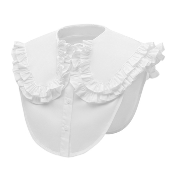 Guler fals pentru păpușă, cu volane, pentru femei, versatil, cu două straturi, cămașă falsă, decorativ, guler mare, bumbac pur