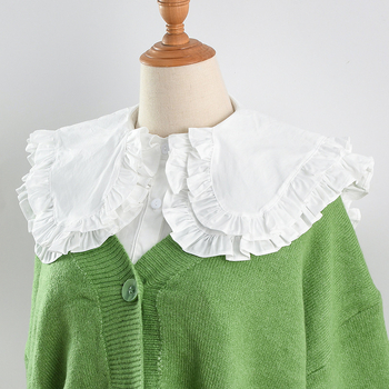 Μεγάλο κολάρο κούκλας με βολάν, γυναικείο ευέλικτο γιακά δύο στρώσεων, ψεύτικο πουκάμισο, διακοσμητικό μεγάλο γιακά, καθαρό βαμβάκι