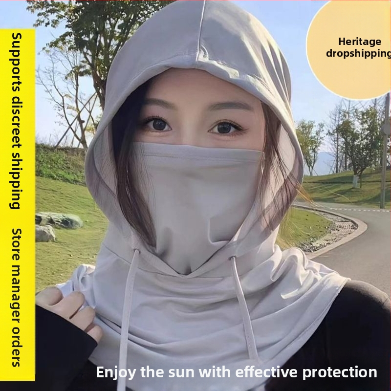 Suvine päikesekaitsemüts, integreeritud kaelakaitse, täisnäo UV-kaitsega ratsapeakate, jääsiidist sall, näokaitse meestele