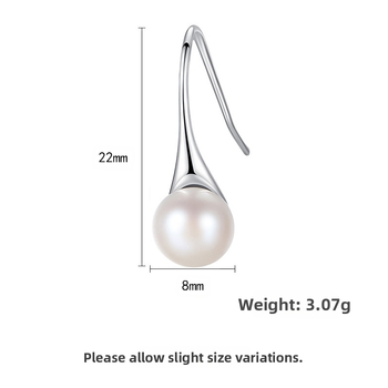 PAG & MAG gyöngy fülbevalók Advanced Sense S925 ezüst fülbevaló akasztóval 8-8,5 mm-es gőzölt kenyérgyöngyökkel, elegáns ezüst díszekkel