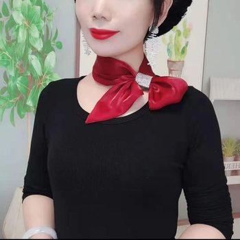 Šilkinis šalikas „Flash Diamond“ elegantiškas šalikas, mažas, ilgas, interneto įžymybių stiliaus, visų spalvų, plonas, siauras, apsauginis nuo saulės kaklo šalikas moterims