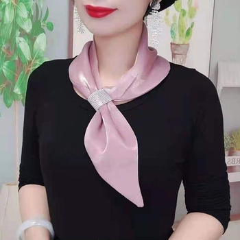 Šilkinis šalikas „Flash Diamond“ elegantiškas šalikas, mažas, ilgas, interneto įžymybių stiliaus, visų spalvų, plonas, siauras, apsauginis nuo saulės kaklo šalikas moterims