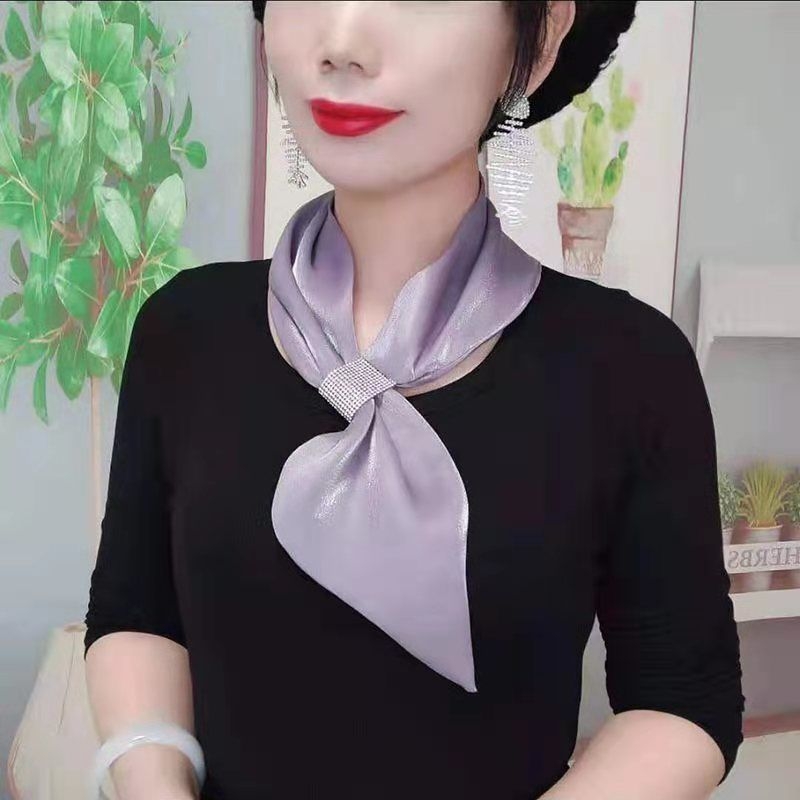 Šilkinis šalikas „Flash Diamond“ elegantiškas šalikas, mažas, ilgas, interneto įžymybių stiliaus, visų spalvų, plonas, siauras, apsauginis nuo saulės kaklo šalikas moterims