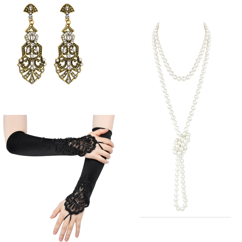 Ръкавици за маскараден бал от 1920 г., жени, черно-червено-бели, ръкавици за сватбена рокля, шапки, колокационни ръкавици