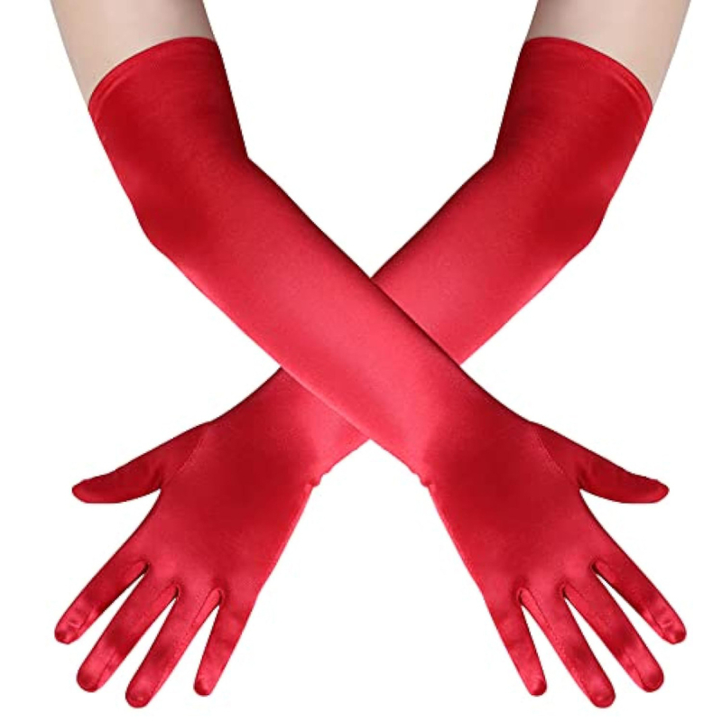 Ръкавици за маскараден бал от 1920 г., жени, черно-червено-бели, ръкавици за сватбена рокля, шапки, колокационни ръкавици