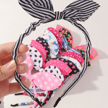 Лента за глава с пайети и панделка в бонбонени цветове, анимационна лента за глава с Мики Маус, лента за глава с уши на Мики Маус